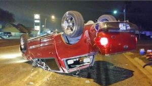 Vehicle upside down after accident
