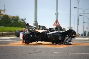 motorcycle lying in the road