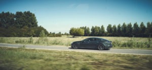 Tesla driving on the open road