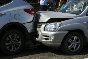 two cars in a collision