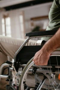 close-up of a man in a wheelchair